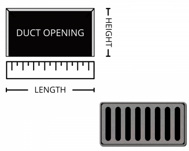 measuring the duct opening for a vent cover